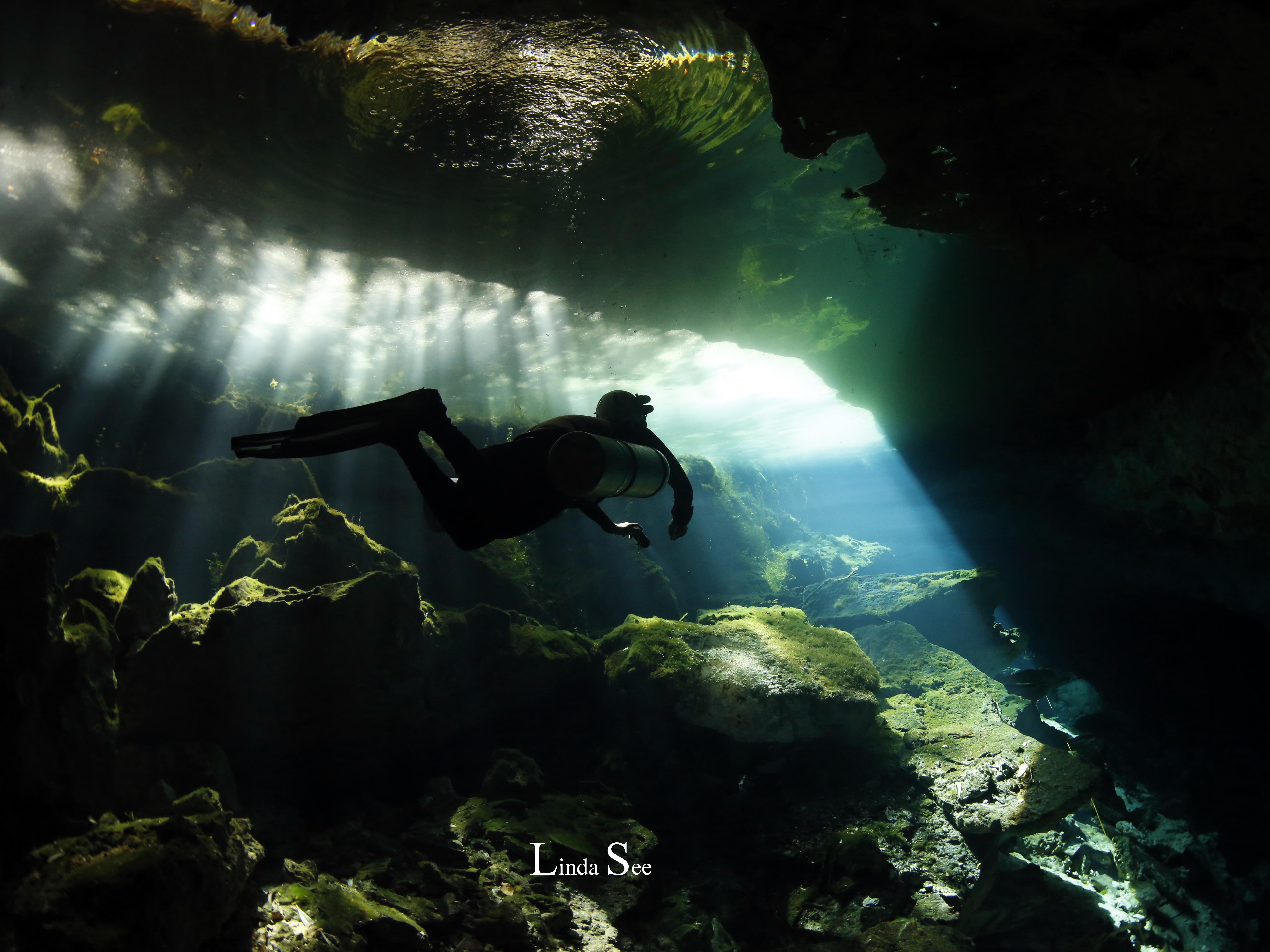Cavern Diving Mexico, Linda See Photos, Cenote Photos, Cenote Diving Puerto Aventuras, Cenote Tours Puerto Aventuras